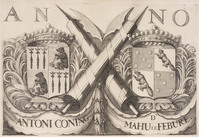 KG 06688f
<br/>
Plattegrond Haarlem: heraldische wapens
<br/>
<em>Hooghe, Romeyn de (1645-1708)</em>